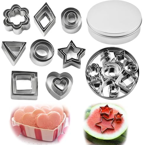 Plätzchen Ausstecher, 24 Stück Keksausstecher Set, Mini Ausstechformen Formen Aus Edelstahl Mit 8 Formen, Geometrische Keksformen Für Diy Fondant Backen Weihnachten, Zuckerkuchen, Und Kekse