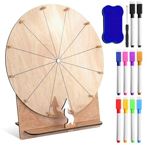 Roue De La Fortune,35 CM 12 Slots Roue De La Chance Avec Un Marqueur,Roue De Prix En Bois,Roue De Prix En Bois Jeu De Roue,Roue De Jeu De Mariage Pour Carnaval,Pub,Foires,Jeux