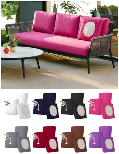 XRLQZH Patio-Kissenbezüge,Outdoor Sofa Sitzkissenbezüge,Wasserdicht Sofabezüge, Elastisch Garten Stuhl-Sitzbezug,für GartenmöBel,Terrasse (Pink,8PCS Length50-65cm)