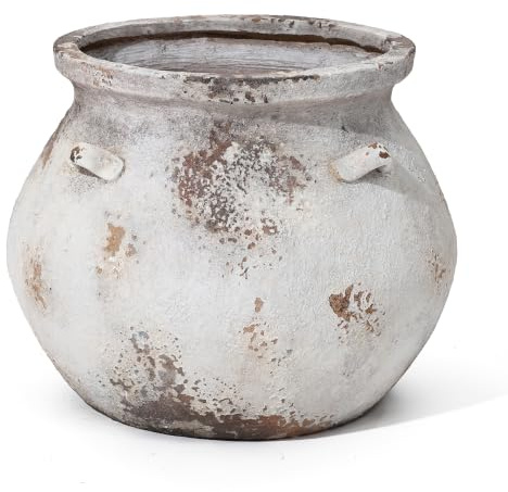 Hometopia Blumentopf groß & rund, mit Ablaufloch, Ø 37 × H 30 cm,Beige, | Robuster Blumentopf mit Ablaufloch, frostbeständig und wetterfest, ideal für Balkon, Garten, Terrasse und Wohnzimmer