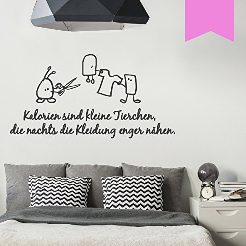 WANDKINGS Wandtattoo Kalorien sind kleine Tierchen, die nachts die Kleidung Enger nähen. 110 x 57 cm Flieder - erhältlich in 33 Farben