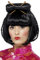 Smiffys Orientalische Lady Perücke, Schwarz, Mittellang mit Essstäbchen