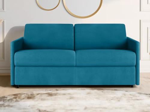 Kauf Unique Schlafsofa 3-Sitzer - Liegefläche: 140 cm - Matratzenhöhe: 14 cm - Stoff - Türkis - CALIFE