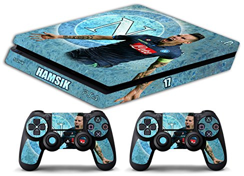Skin Compatibilité pour PS4 Slim – Skull Oeil Skull Les Yeux FEU Incendie – Limited Edition Decal étuis de Protection pour faceplates Bundle (Napoli Hamsik)