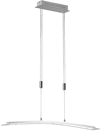 Fischer & Honsel Pendelleuchte Metis 1x LED 19,0 Watt, matt, nickelfarben, 3 Stufen CCT, höhenverstellbar, stufenlos dimmbar, 60162, 90 x 9 x 150 cm (LxBxH) , 2400 lm, 2700 K / 3350 K / 4000 K