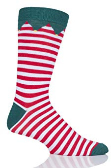 SockShop Lazy Panda Men's and Ladies' Bamboo Christmas Socks Pack of 1, Elf Striped (4-8)