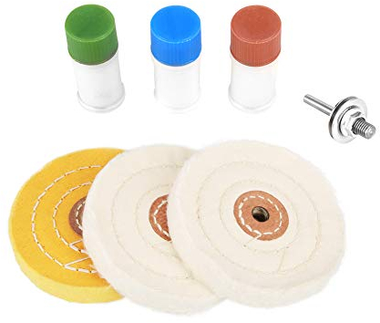 Cocoarm Baumwoll Polierscheibe Polieraufsatz 7pcs Bohrmaschine Polier Wheel Polishing Buffing Pad Für Manifold Aluminium Edelstahl Chrom usw