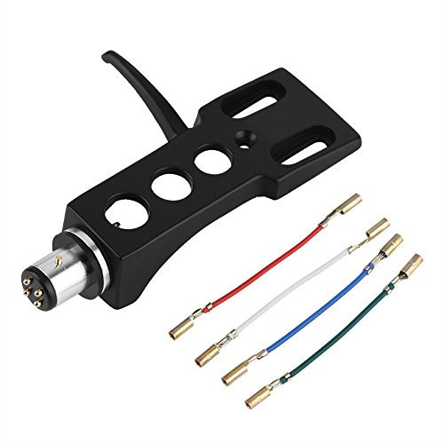 Universal Phono Headshell with 4-Pin Wires, 6.3cm Length Replacement Turntable Headshell Mount for LP/Record Players