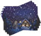 ABAKUHAUS Weihnachten Platzmatten, Winter-Nacht Haus, Waschbare Stoff Esszimmer Küche Tischdekorations Digitaldruck, Marineblau Gelb
