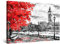 Startonight Bilder Roter Baum Big Ben London - Leinwandbilder Moderne Kunst - Abstrakte Wanddeko Kunstdrucke, Wandbilder Schlafzimmer 60 x 90 cm, Tag Nacht Effekt, Elegante Geschenkidee Wand Deko