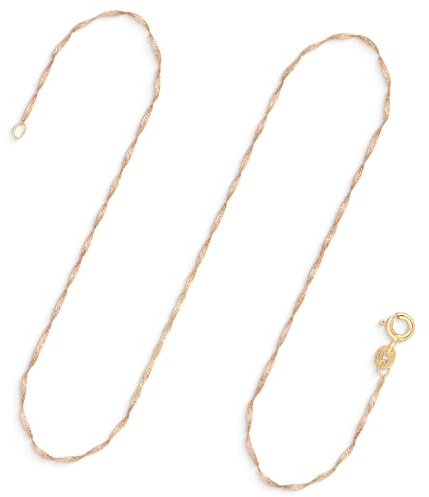 EDELIND Goldkette Damen 585 Echtgold - Singapurkette 1 mm Gelbgold 55cm - 14k Halskette mit Geschenkbox