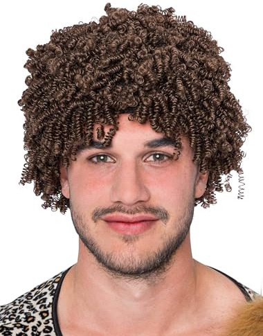 Perücke kurz kleine Locken braun one size