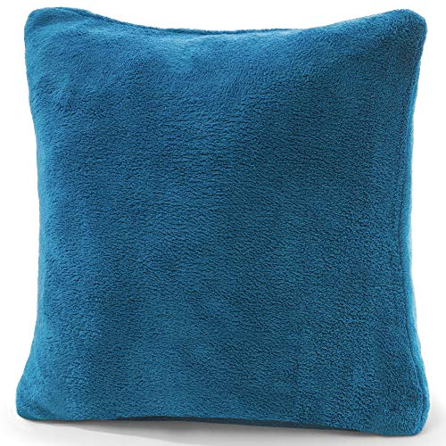 CelinaTex Xanio Dekokissen mit Innenkissen 80 x 80 cm blau Coral-Fleece Sofakissen Mikrofaser Kuschelkissen