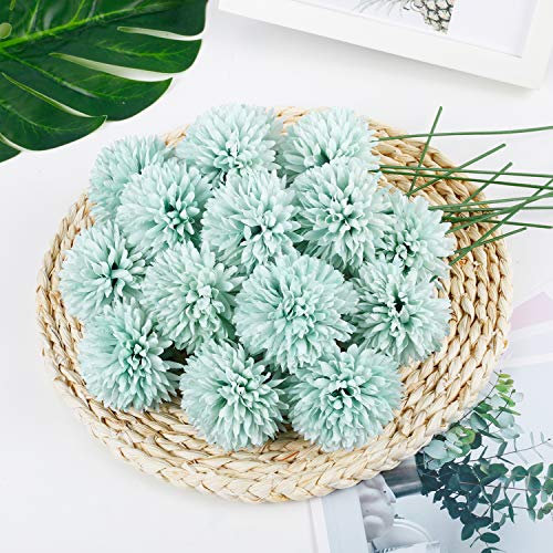 RENATUHOM Künstliche Blume Hortensie Hellblau 25 Stück gefälschte Blume Braut Hochzeitsstrauß Realistische Blütenblume Für Hausgarten Party Hotel Büro Dekor