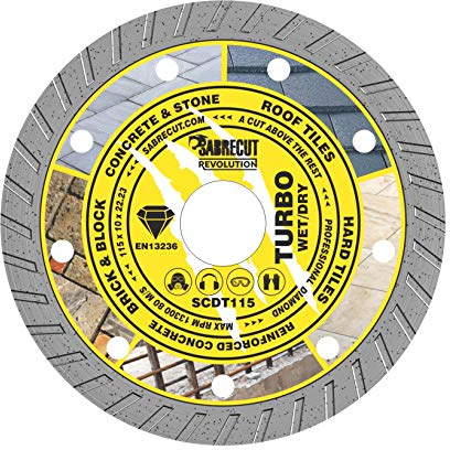 1 x SabreCut SCDT115 115mm (4.5 inch) x 10mm x 22.23mm Bore Turbo Diamond Angle Grinder Circular Saw Blade