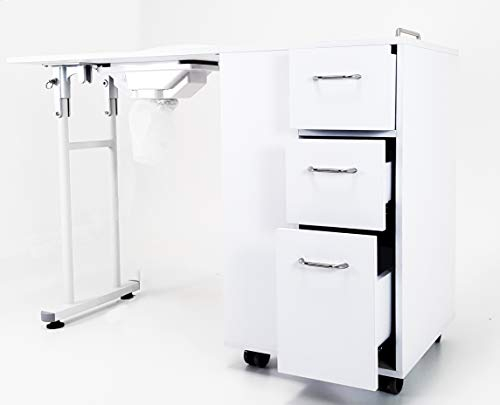 Table pour ongles manucure 3 tiroirs pliable gain de place avec aspirateur électrique nail set reconstruction table professionnelle complète Senza Plexiglass