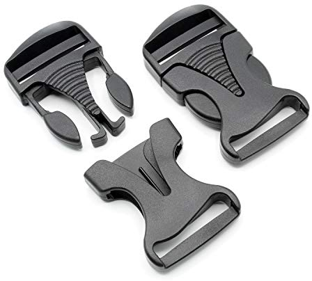 HEAVYTOOL Steckschnalle 25mm Gurtbandbreite Schwarz gerade Hurricane POM Acetal (10 Stück) Steckverschluss Klippverschluss Klickverschluss Rucksackschnalle