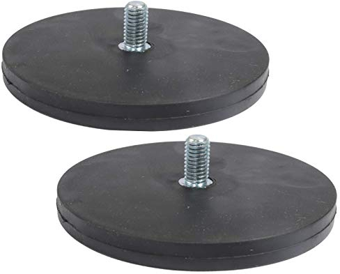 2x Neodym Magnete Gummiert Ø 88mm Mit M8 Außengewinde 55 KG Zugkraft Flachgreifer Magnet Scheibe Topfmagnet Gummi Runde Magnete mit Gewinde für Schrauben Öse oder Haken