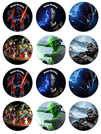 12 Muffinaufleger ca. 6 cm zum selbst ausscheiden, Cupcakes Muffinsbild Geburtstag Motiv: Star Wars, Fondant 0759x