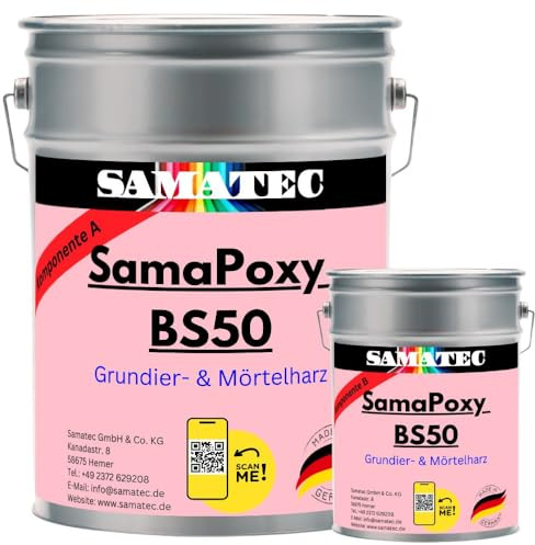 SAMATEC Grundierung Mörtelharz Laminierharz 2K Epoxidharz Gießharz Klarlack Grundierung BS50 (8 Kg / 40m²)