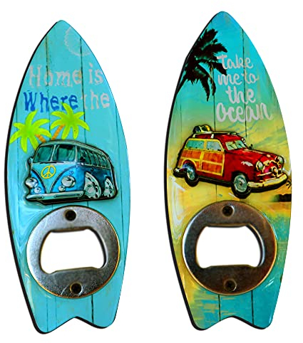 Bierflaschenöffner, 2er Set Surfbrett Dekorative Flaschenform Bieröffner Bier Geschenk für Surfer Männer Frauen