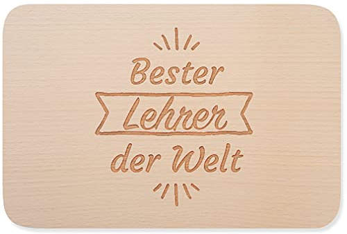 JUNIWORDS Frühstücksbrettchen, Bester Lehrer der Welt (1002497), Holzbrett Frühstücksbrett Holzbrettchen