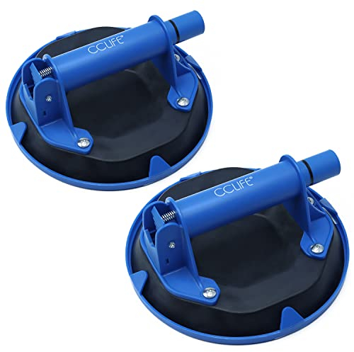 CCLIFE 2 piezas Ventosas para Cristal - Capacidad de Carga de 200kg Profesional Ventosas de Vacío Ventosa para Levantar Grandes Ventanas y Puertas, Vidrio, Mármo