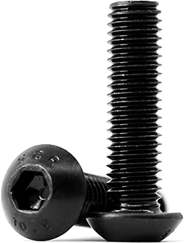 Viti a testa bombata M8 x 50 mm, con esagono incassato 10,9 gradi, in acciaio al carbonio, filettatura completa nera