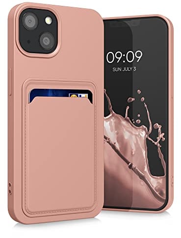 kwmobile Handyhülle kompatibel mit Apple iPhone 13 Hülle - Handy Cover mit Fach für Karten - in Grapefruit Pink