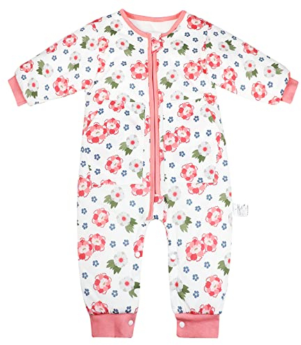 MOEMOE BABY Thermostatisch Schlafsack mit Füßen 2.6 Tog Winter Schlafsack mit Beinen Unisex Babyschlafsack, Blume M