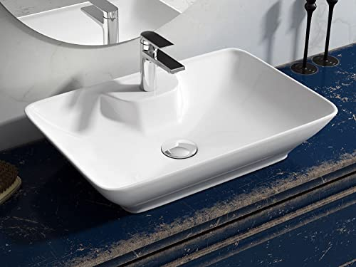 Aqua Bagno | Waschbecken, Design Aufsatzwaschbecken, Waschtisch, aus Keramik, Handwaschbecken | 62x40cm | Weiß