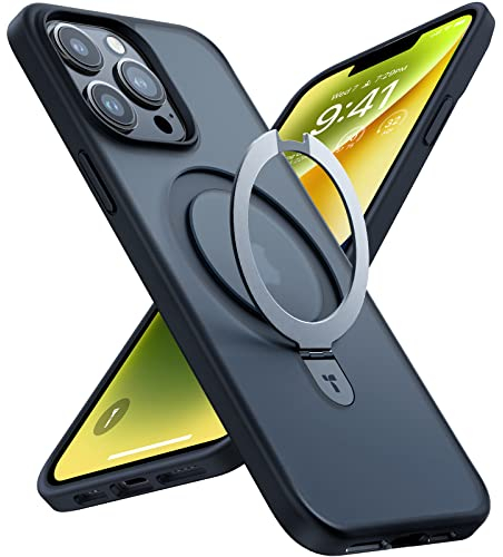 TORRAS Ostand Q1 für iPhone 13 Pro Max Hülle für MagSafe (Nr.1 Magnetkraft, Unsichtbarer Ständer, Militärischer Schutz) Stoßfest Handyhülle iPhone 13 Pro Max Case Kratzfeste All-in-One Schwarz