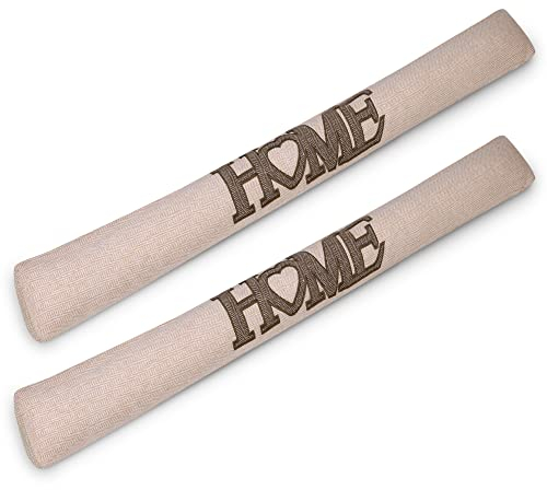 Beautissu 2er Set Zugluftstopper 90 cm lang Tuuli HE - Windstopper als Türvorleger, Haustür Rolle und Kälteschutz Luftstopper - Luftzugstopper Home Zugluft Stopper in Natur