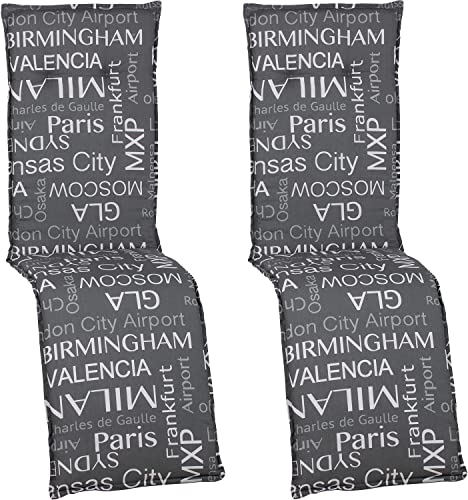 NYVI Auflage Barcelona für Relaxliegen/Relaxstühle 171x50 cm 2er Set Städtenamen - Liegenauflage mit Komfortschaumkern und Bezug - Sitzpolster für Gartenliegen & Relaxsessel