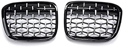 SAIQIAN Auto-Grill Autozubehör für B-MW X1 F48 2016–2019 Frontgrill Mittelnetz Grills Montage Rahmenabdeckung Außen Bodykit Teile Front Nieren Kühlergrill, Schwarz B