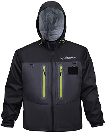 Kylebooker Fliegenfischen Waten Jacke Outdoor-Aktivitäten wasserdicht Wader Jacken für Männer und Frauen（XXL,Schwarz）
