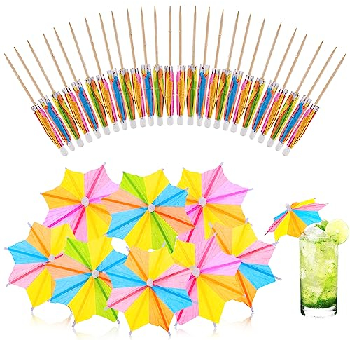 ASTER Cocktail Deko Schirmchen Achteck Cocktailschirmchen, 10cm Cocktailspieß Cocktail Picks Dekoration für Cocktailparty Sommer Party Trinken Obst Kuchen Bar