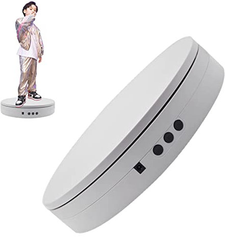 Cashwise Plato Giratorio eléctrico para fotografía, Carga 50 kg, 32 cm, Mesa giratoria motorizada de 360 Grados, para Joyas, Relojes, perfumes,White