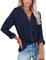 Yuson Girl Chemisier pour Femme Manches Longues,Blouse Mode avec Boutons Basique Tunique Chic Top Col V Blouse Chemise Haut Élégant Shirt pour Travail,Bleu Profond,XXL