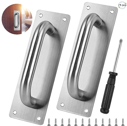 Towviy 2 Pièces Poignée Porte Coulissante, Poignée de Porte de Grange Coulissante Poignée Porte Extérieure en Acier avec Vis et Tournevis pour Portes de Grange Armoire Placard (200mm)