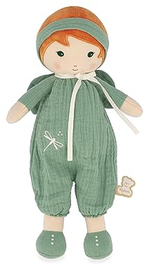 KALOO - Tendresse - Meine Erste Stoffpuppe Olivia - 32 cm Große Puppe - Musselin-Overall - Hübsche Geschenkbox - Personalisierbares Band - Ab Geburt, K200011