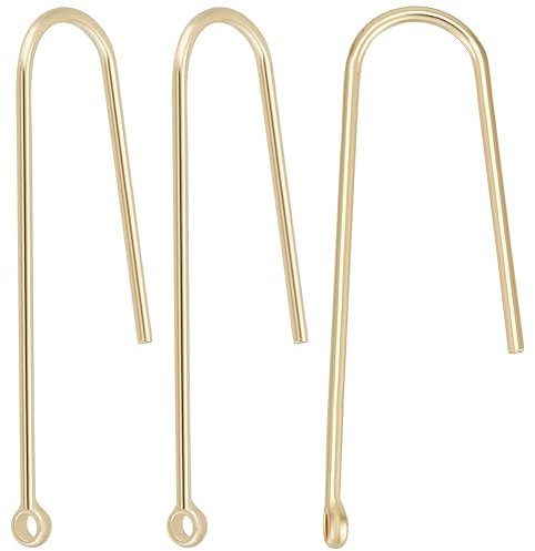 Beebeecraft 1 Box 16Pcs Gold Earring Making Kit 18K Gold Plated Brass U Shape Long French Earring Hook with Vertical Loop for DIY Jewelry Making Findings