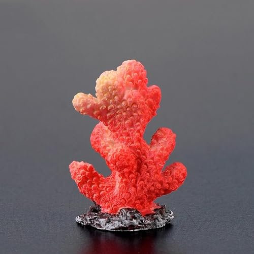 Movoja 2 STÜCK - Aquarium Deko Korallen - für Süß und Salzwasser - Dekoration Koralle Aquaristik - 5 Rot
