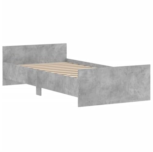vidaXL Cadre de Lit, Lit Simple avec Sommier à Lattes, Lit Adulte, Meuble de Chambre à Coucher, Moderne, Gris Béton 90x190 cm Bois d'Ingénierie