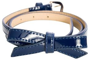 Banned Retro Kunstleder Gürtel mit Schleife Gold Rush Navyblau Vintage Rockabilly, Größe:M