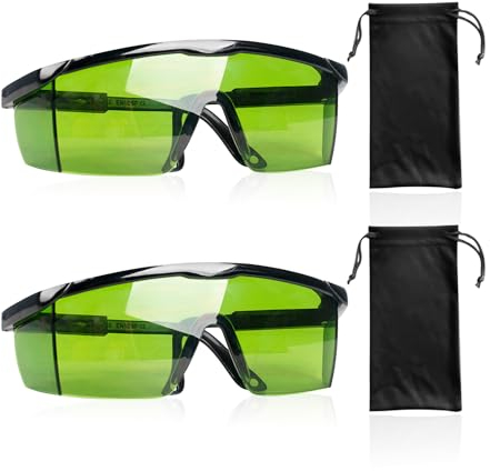 NyxSeat 2 Stück Schutzbrille, 2 Stück Brillentaschen, Schutzbrille, Laserschutzbrille, Uv-Schutzbrille (Grün)
