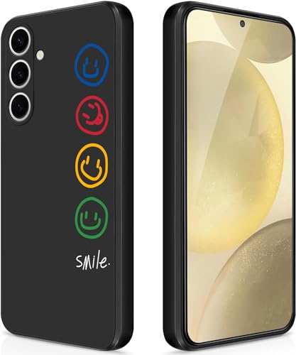 AoozeFon Hülle für Samsung Galaxy S24 Handyhülle Smile Muster Schön Mädchen Schutzhülle süß Ultra Dünn Liquid Silikon Kameraschutz Stoßfeste Case Weich Cover für Samsung S24 5G, Schwarz