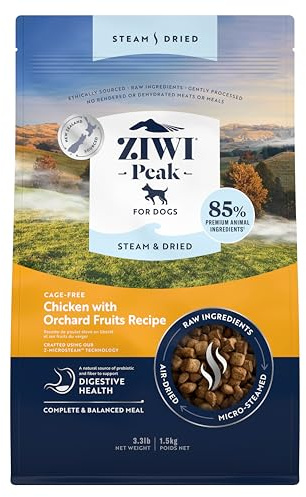 ZIWI Peak Steam & Getrocknetes Käfigfreies Huhn mit Obstgartenfrüchten 1,5 kg - proteinreiches, getreidefreies Hundefutter trocken, Rohe Hundefutteralternative