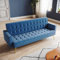 ZANOFIRA 3 Seater Click Clack Sofa, Blue Luxury Velvet Mid Century Modern Couches w/Square Armrest Comfy Small Sofas for Living Room, Bedroom, Apartment, Home Office