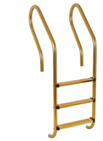TT-YEC Gold 304 Edelstahl-Poolleiter Mit 3 Eingebauten Poolstufen, Abnehmbare Profile Für Unterirdische Poolleiter, Spa-Rolltreppen, Geeignet Für Wasserparks, Hotels